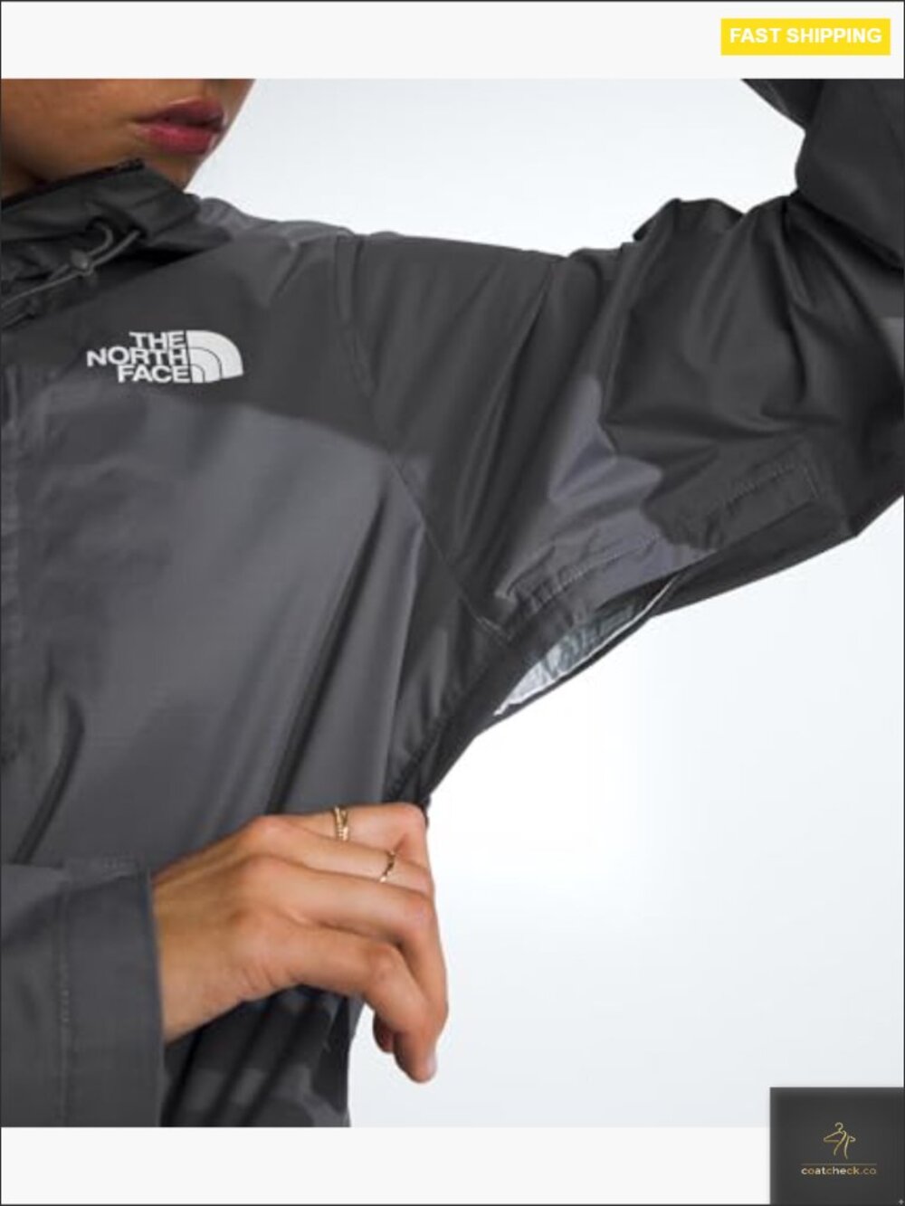 Waterproof Rain Jacket with Adjustable Hood Pit-Zip Venting Lightweight Nylon - Picture 6 of 7